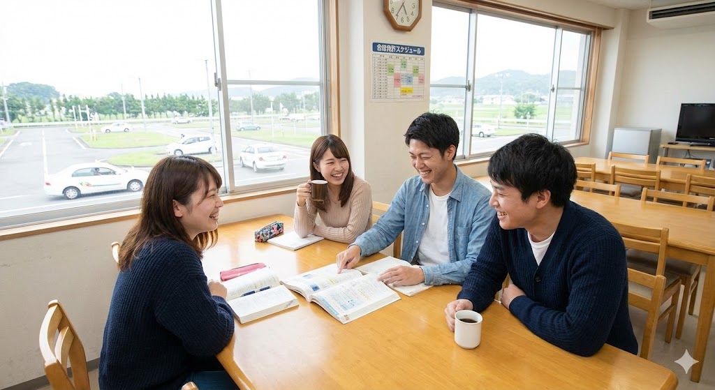 食堂で談笑している風景